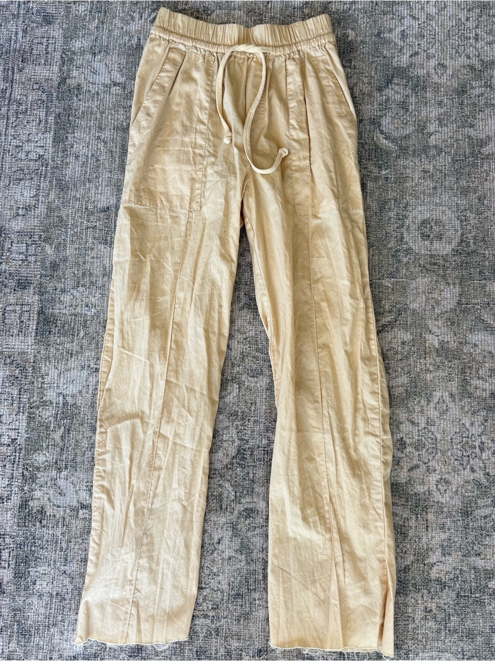 Sea New York Straight Leg 100% Cotton Pull On Pants Yellow Quiet Luxury Small
